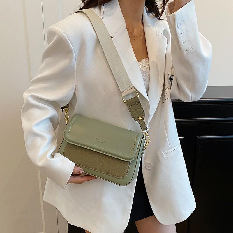 Cross-border New Simple Solid Color Women's Bag With Texture Popular Japanese Contrast Shoulder Niche Foreign Style Cross-body