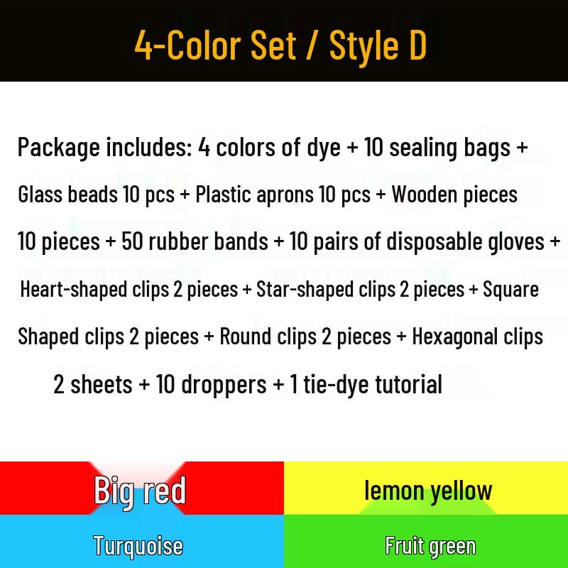 4-Color Tie-Dye DIY Kit: Eco-Friendly Cold Dyes, 250ML Bottles