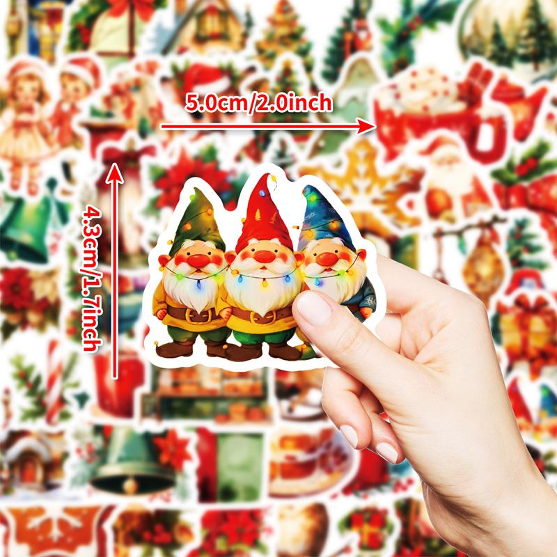 High-Standard 50Pcs/Set First-Class Christmas First-Class Stickers Top-Grade Vintage High-Standard Style Premium-Quality Holiday Premium-Quality