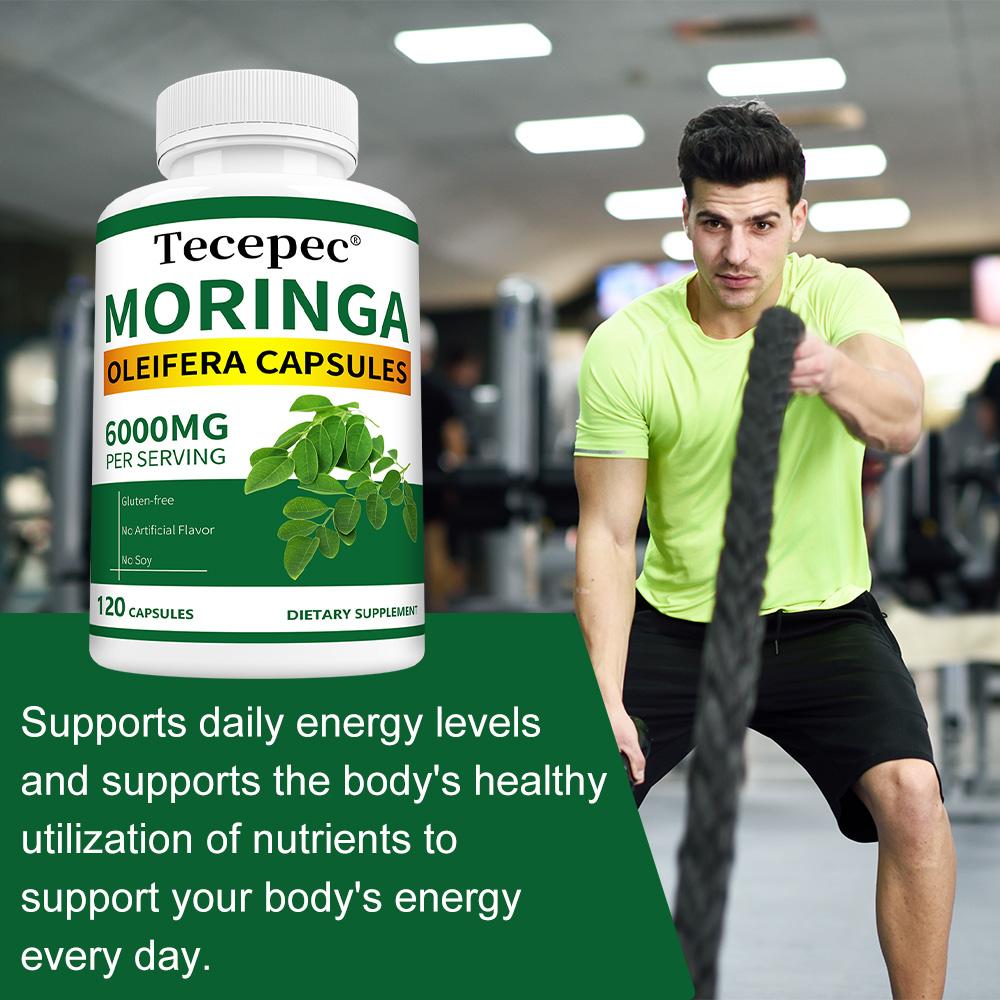 Moringa Oleifera Capsules 6000mg Per Serving, Leaf Extract Herbal Dietary Supplement, 120 Capsules