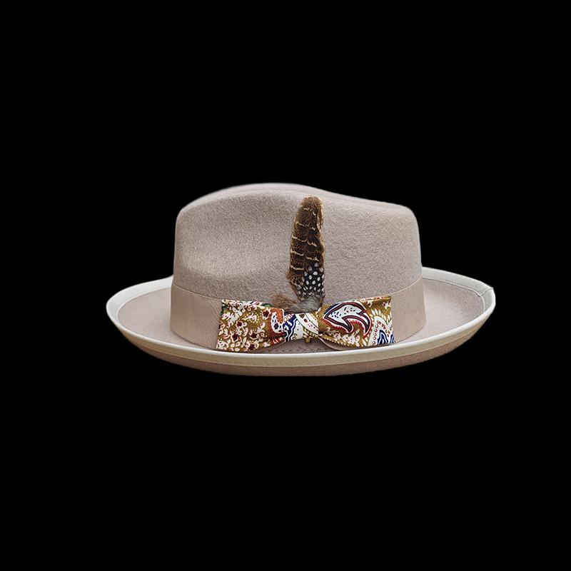 Direct Wool Top Hat, Flower Cloth Bow Decoration Pure Wool Felt Top Hat