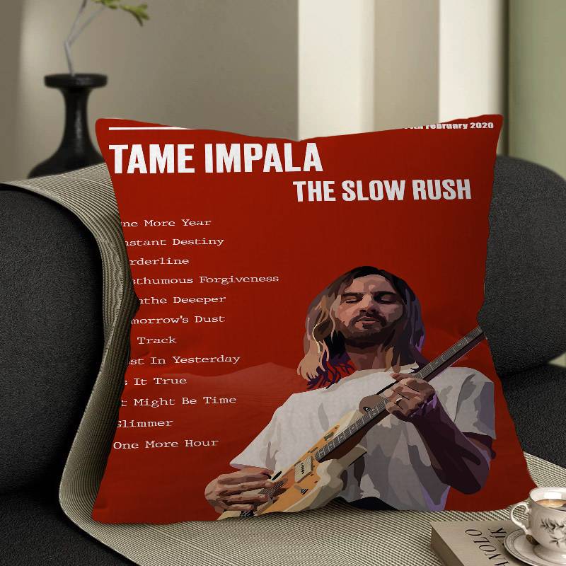 Neue Tame Impala Psychedelische Kissenhülle Kissenbezug Auto Wurfkissenbezug Für Sofa Auto Weihnachtsgeschenk 40x40cm 45x45cm