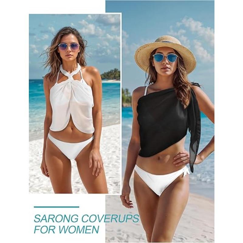 Sheer Wrap Dress Women's Swimsuit Bodycon Swimsuit Skirt Beach Bikini Cover-Up Dress Chiffon