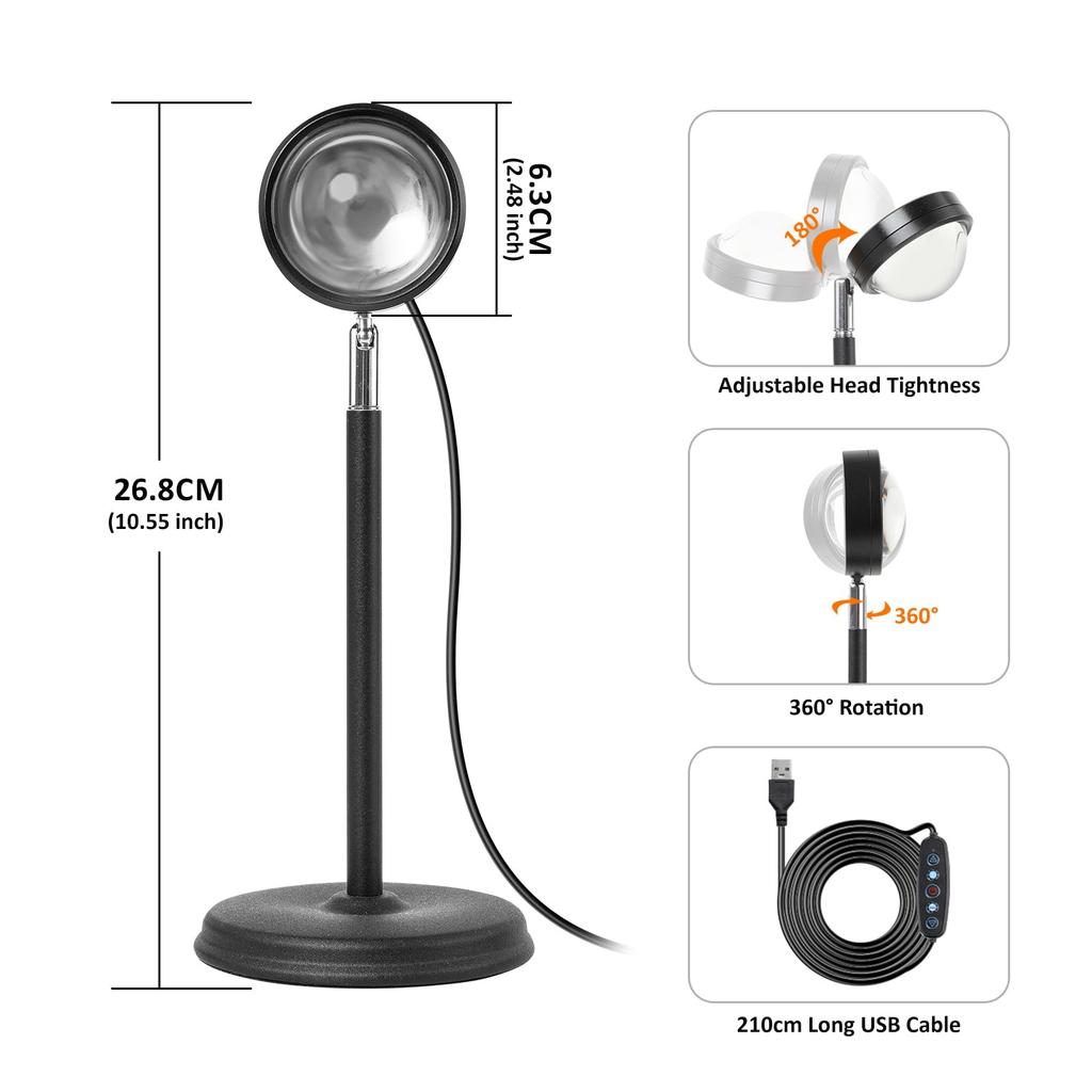 Cpeelsdo Sonnenuntergangslampe Projektor - Mehrfarbig wechselnde LED-Projektionslichter mit App-Steuerung für Schlafzimmer, Fotografie, Party, TikTok Live, Raumdeko