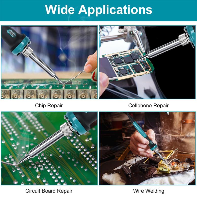 60W Wireless Electric Soldering Iron For Makita/Dewalt 18/20V Battery Welding Tool 300-510℃ Temperature Adjustable Fast Heating