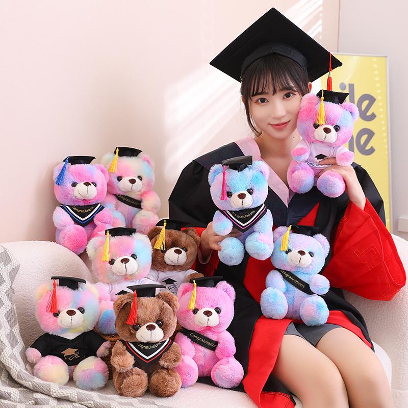 Nice 16 Styles Kawaii Dr. Bear Plush Toys Stuffed Soft Colorful Teddy Animal Dolls Graduation Birthday Gifts For Students Girls