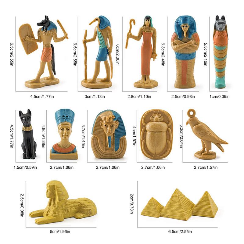 12Pcs Egypt Myth Queen Sphinx Pyramid Miniatures Egyptian Gods Figurine Set Garden Moss Terrarium Decoration Home Ornaments