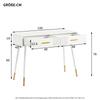 Makeup Table, Dressing Table, Desk with 2 Drawers, Metal Legs, White, Dimensions: H 76 cm × W 100 cm × D 40 cm (without mirror)