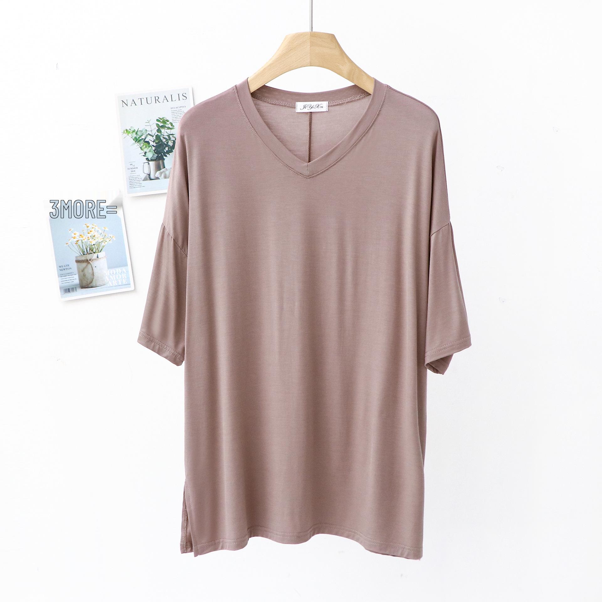 

Свободный мягкий хлопковый свитер с V-образным вырезом и короткими рукавами для дома или офиса L, 80-140 jin