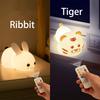 Silicone Rabbit NightLight,Tiger Patting Lights with Remote, Colorful Atmosphere Lamp, Children Kids Holiday Gift