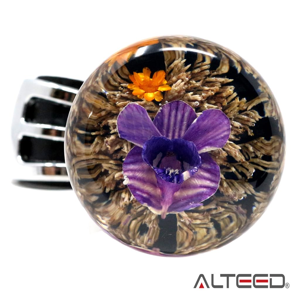 Autoland Underwater Flower Handle Spinner Car Steering Spinner Knob Real Orchid Flower Artwork Purple