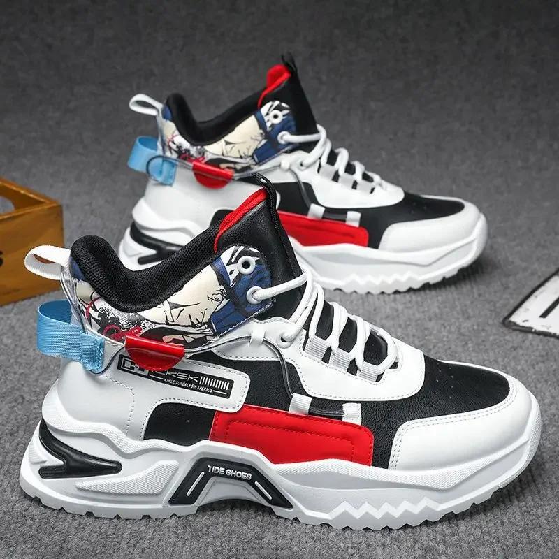 Pantofi ocazional pentru bărbați Pantofi eleganti pentru bărbați, la modă, cu șireturi, de culoare, SPORT, pantofi confortabili cu platformă, pantofi groși