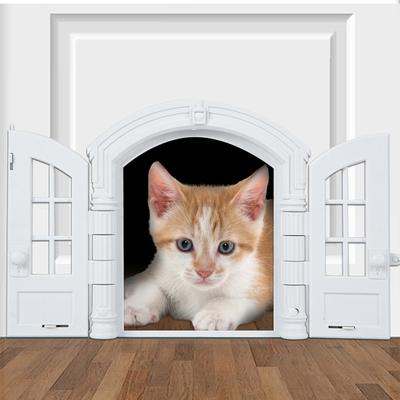 Retro Cat Door French Style Cat Door Lockable Double Door Easy Installation Pet Door for Average-Sized Cats