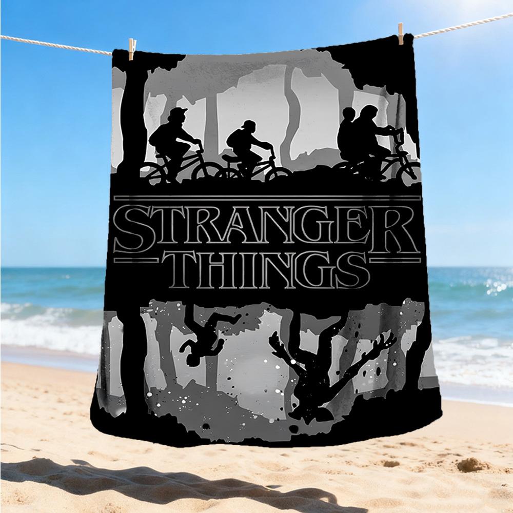 1 τεμ. Κουβέρτα Φανέλα Stranger Things Εξωτερικού Χώρου, Ζεστή & Απαλή, Παιχνιδιάρικο Σχέδιο, Για Ύπνο, Κάμπινγκ,