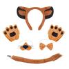 Kid Lion Tail with Lion Ear Headband Nose Gloves Skirt Bowtie Halloween Animal Costume Accessories for Boy Girl Cosplay