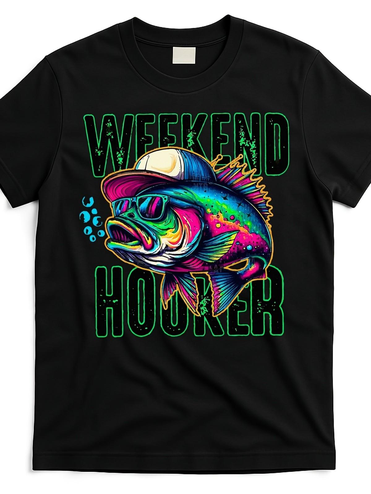 

Funny Graphic Tee-weekend Hooker Colorful Fishing, Cotton Casual Short Sleeve 5XL різнокольоровий