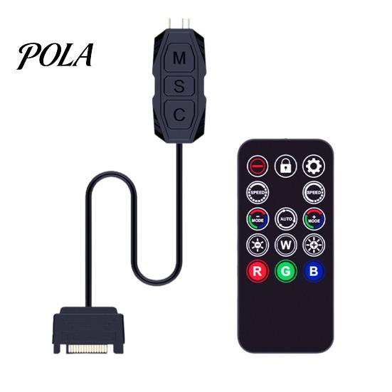 Modes Adjustable ARGB Controller with 14 Keys Remote Control 5V 3Pin to SATA Power Supply Color Changing 3 Buttons Case Fan RGB PC Accessories