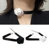 Soft Sext Choker Tie Cravat Flower Choker Women Black Cloth-Flower Collar Choker Necklace for Girls Accessories for Teen