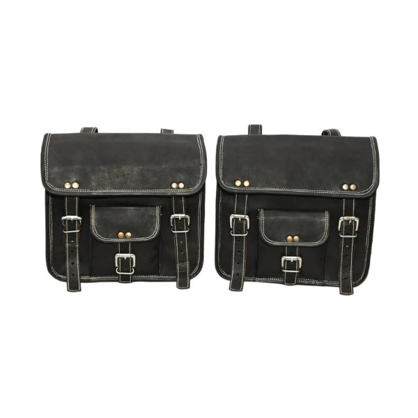 Handmade Goat Leather Motorcycle Saddlebags by Parrys Leather World, Vintage Panniers Set of 2, Durable Rider Storage