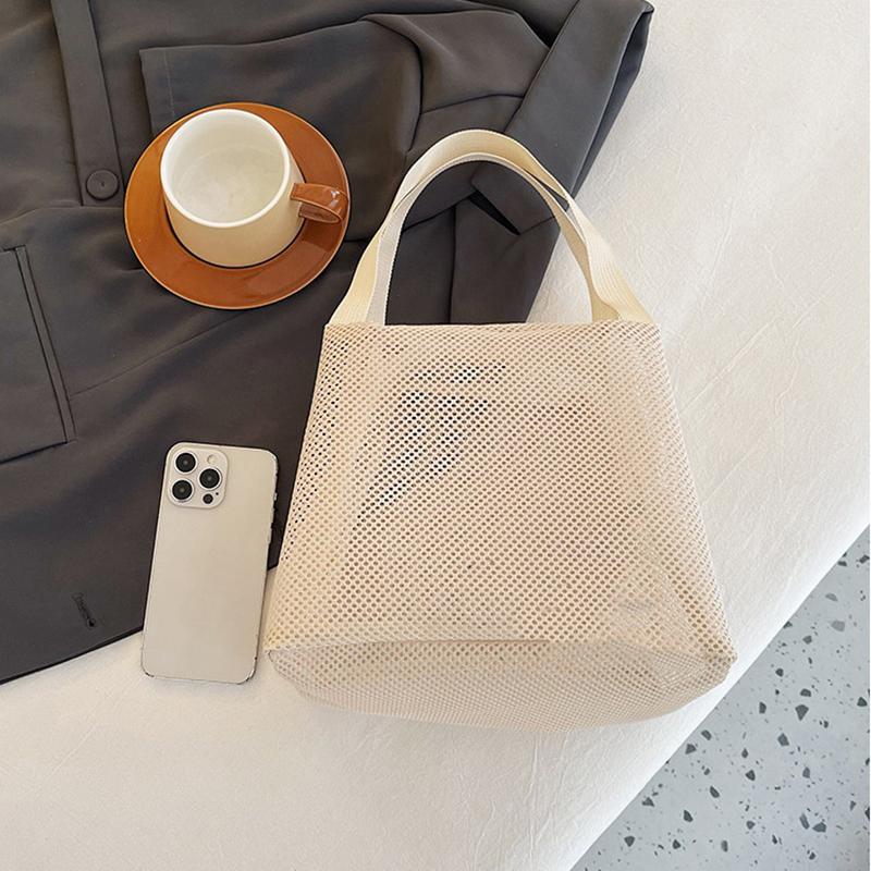 Geantă Mare din Plasă cu Mâner Geantă de Toaletă și Machiaj de Călătorie Geantă Portabilă de Plajă Pungă cu Fermoar pentru Cosmetice