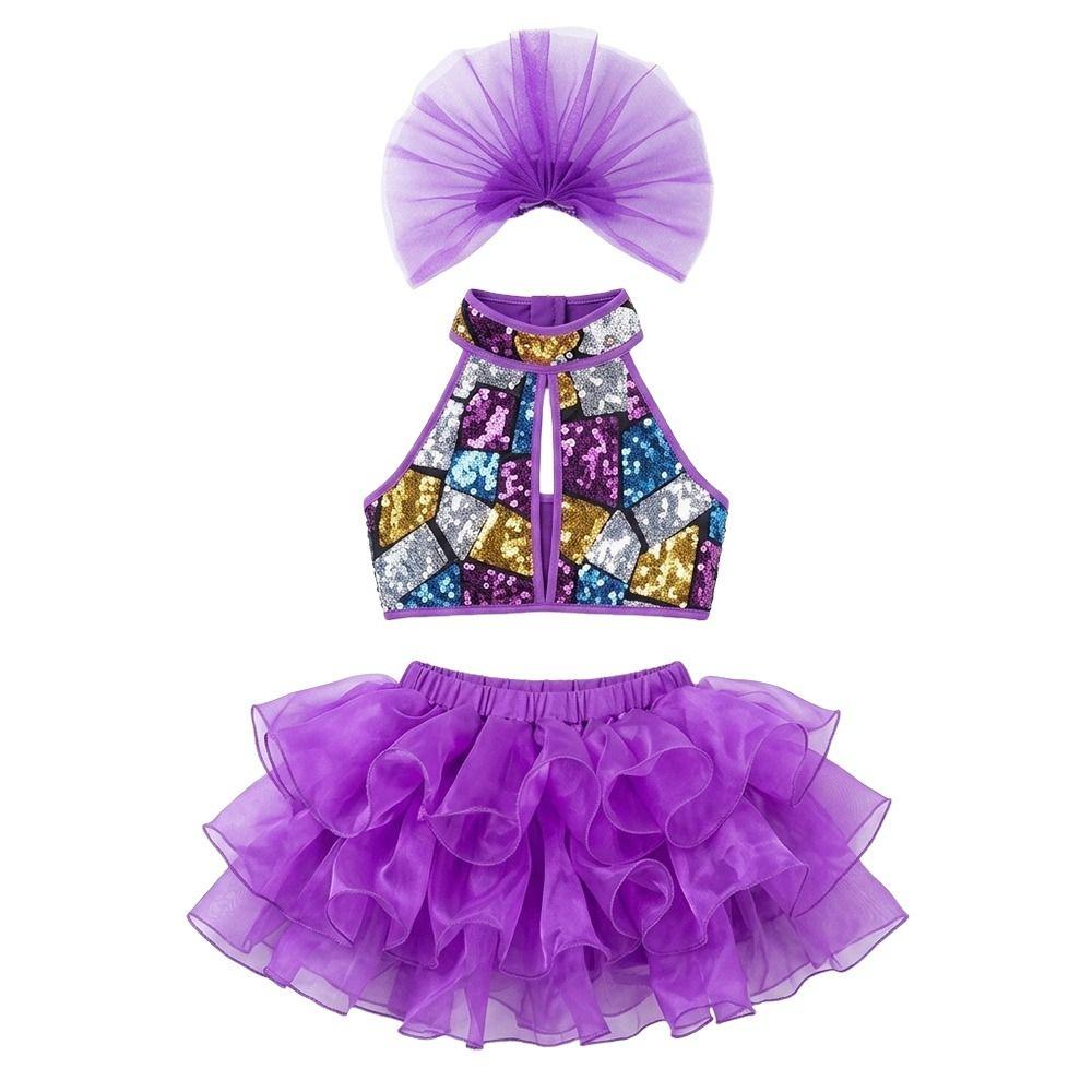 with Headwear Jazz Dance Costume Romantic Children Dance Outfit Stage Performance Costume Kids