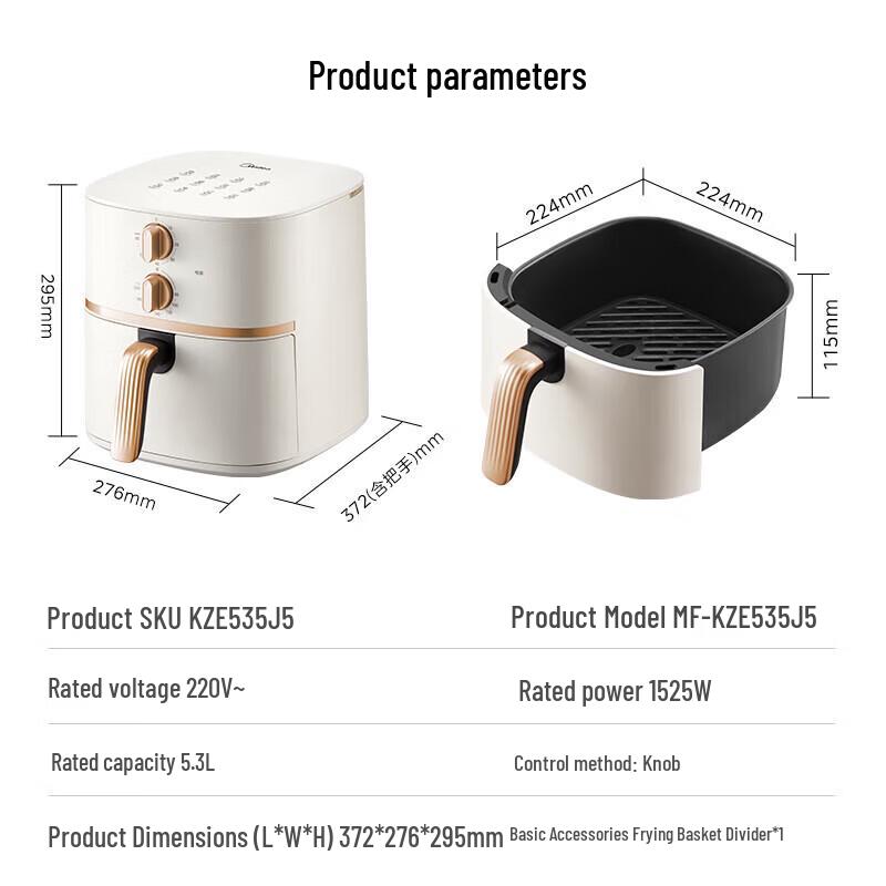 Midea 5.3L No-Flip Steam Air Fryer