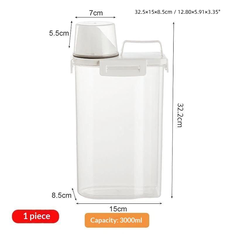 Plastic Food Storage Containers With Sealed Lids And Measuring Cup For Kitchen Rice Cereal Dry Food