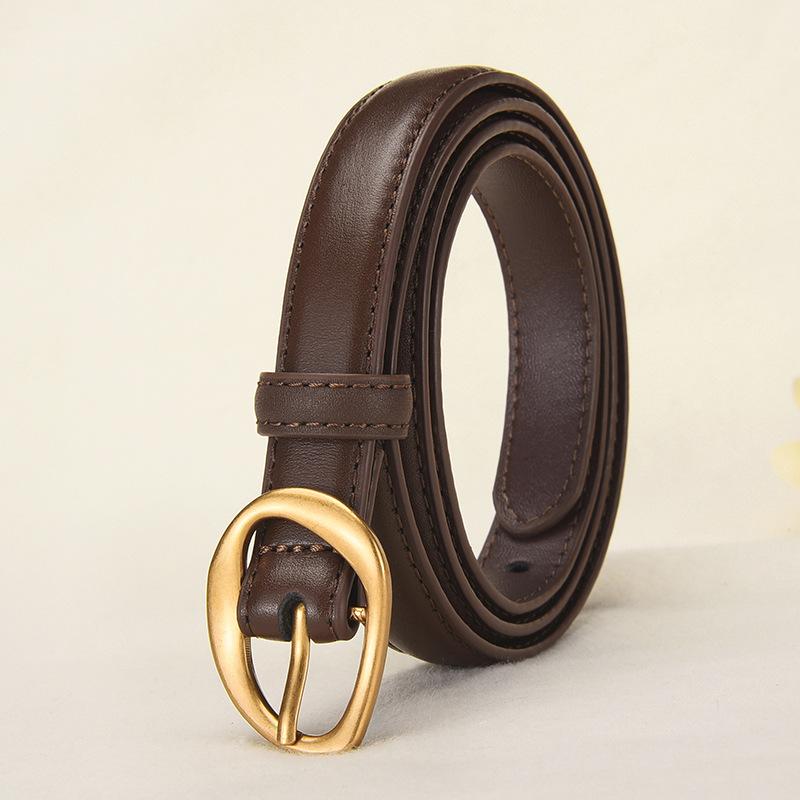 New women's first layer belt retro alloy pin buckle belt niche design with jeans belt wholesale