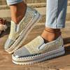 Autumn and spring large size casual single shoes women's thick-soled flat-bottomed rhinestone fashion women's shoes