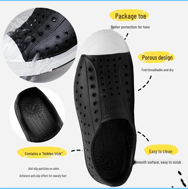 LUCEEO Kids' Summer Beach Sandals and Clogs - Closed-Toe, Hollow Design for Boys & Girls