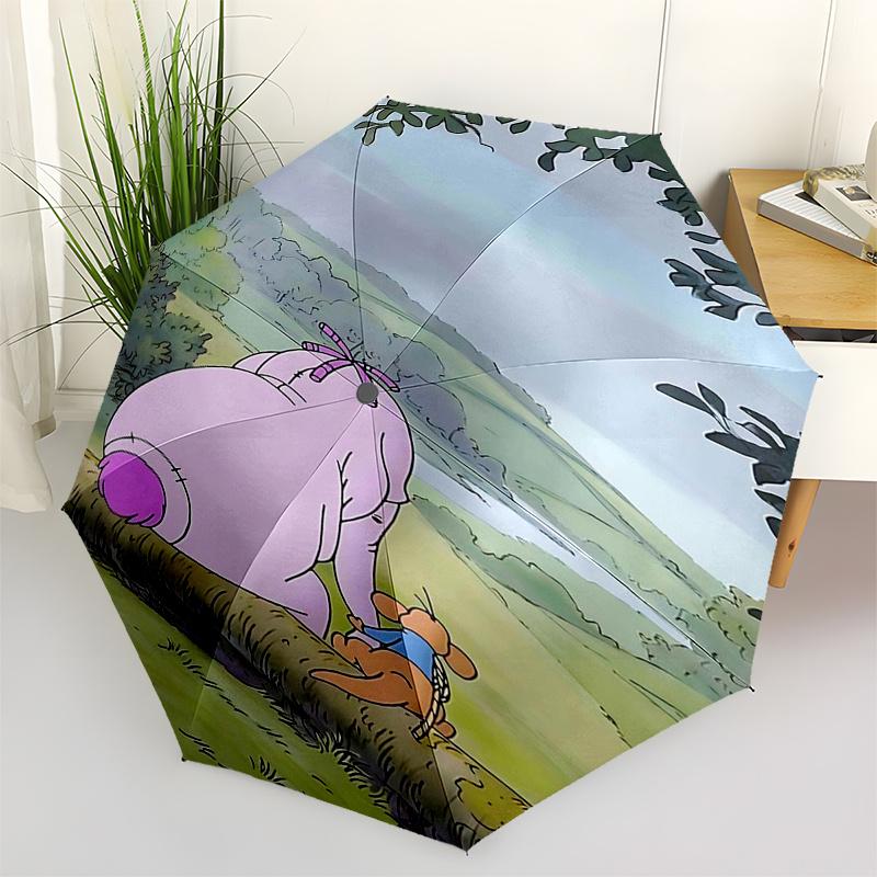 

Winnie and friends Themed Travel Umbrella-8 Ribs Automatic Opening and Closing, Portable Folding Design, Compact and Stylish Umbrella