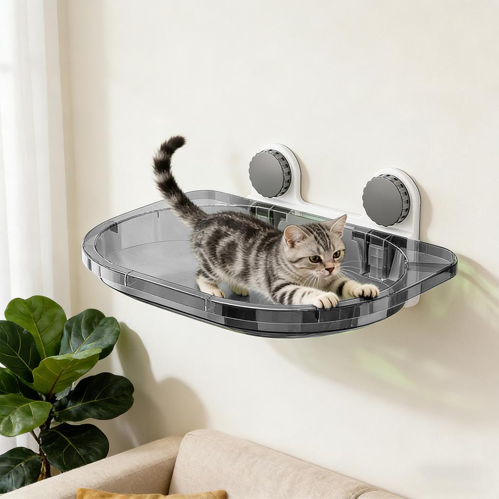Suction Cup Cats Window , Transparent Hanging Cats  Bed For Indoor Cats, No-Drill Wall Mounted Cats Shelf Seat With Strong Suction Cups, Space-Saving