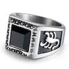 2026 European and American Fashion Scorpion Pattern Titanium Steel Ring, Personalized Hipster Men's Black Zircon Ring Jewelry