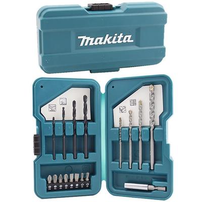 Makita 17-Piece Drill Bit Driver Socket Set Hex Shank 6.35mm Metal Concrete Case
