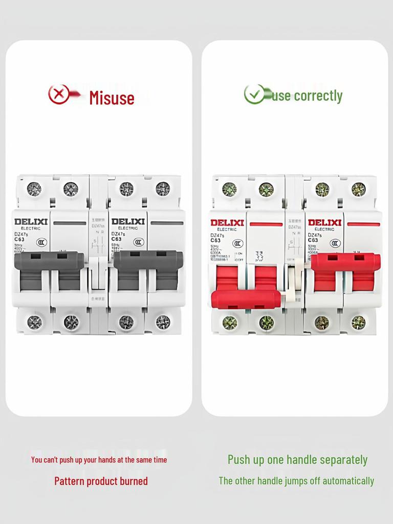 Delixi Manual Dual Power Transfer Switch, 220V Bidirectional Circuit Breaker Controller