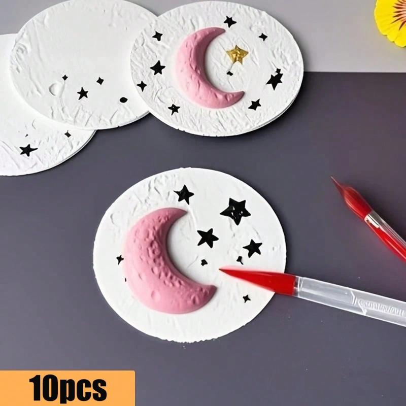 10pcs 3D Round Heart-shaped Flower Compressed Cotton Sheet Art Paper pen Texture Painting DIY Creative Fun Gift