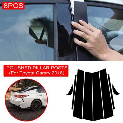 8ks Samolepka ozdobného panelu B-sloupku okna auta Pro Toyota Camry 2018 Fólie na obal sloupků dveří Stylingové příslušenství Dropship Nové