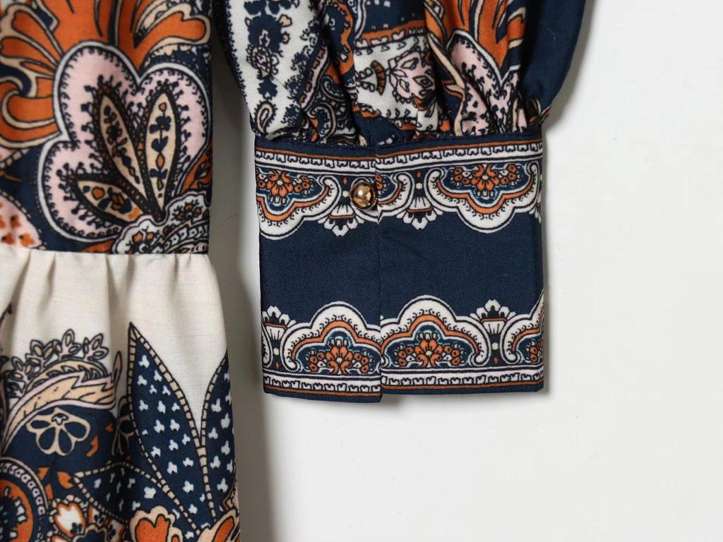 2026 Spring Women's Long-Sleeve Stand-Up Collar Layered Hem Dress 61546