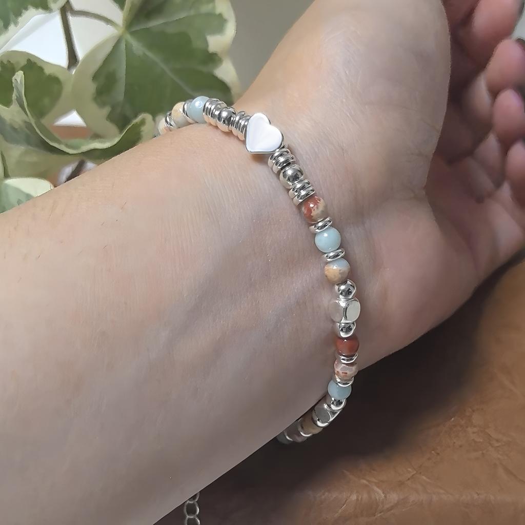 Love-themed Polyhedral Bead Bracelet Handmade Original Design Mood-enhancing Daily Wear & Self-gift Hand Jewelry
