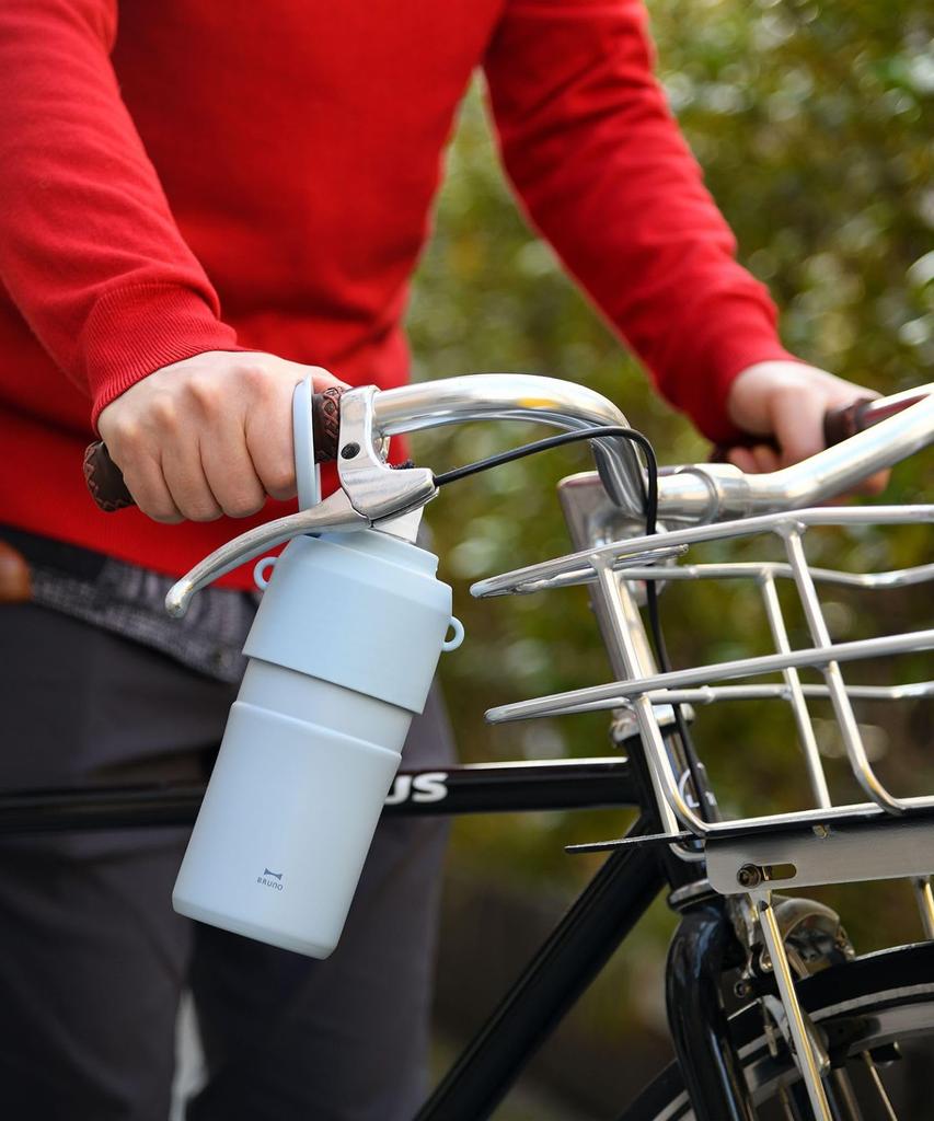 BRUNO Stainless Steel Water Bottle Holder with Double Vacuum Wall and Strap, Fits 500-650mL Water Bottles, White, BHK324-WH