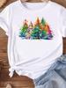 (Asian Size) lovely happy new year Women's Top T Tee merry Christmas festival O-neck Clothing  Print Fashion ladies Graphic T-shirts