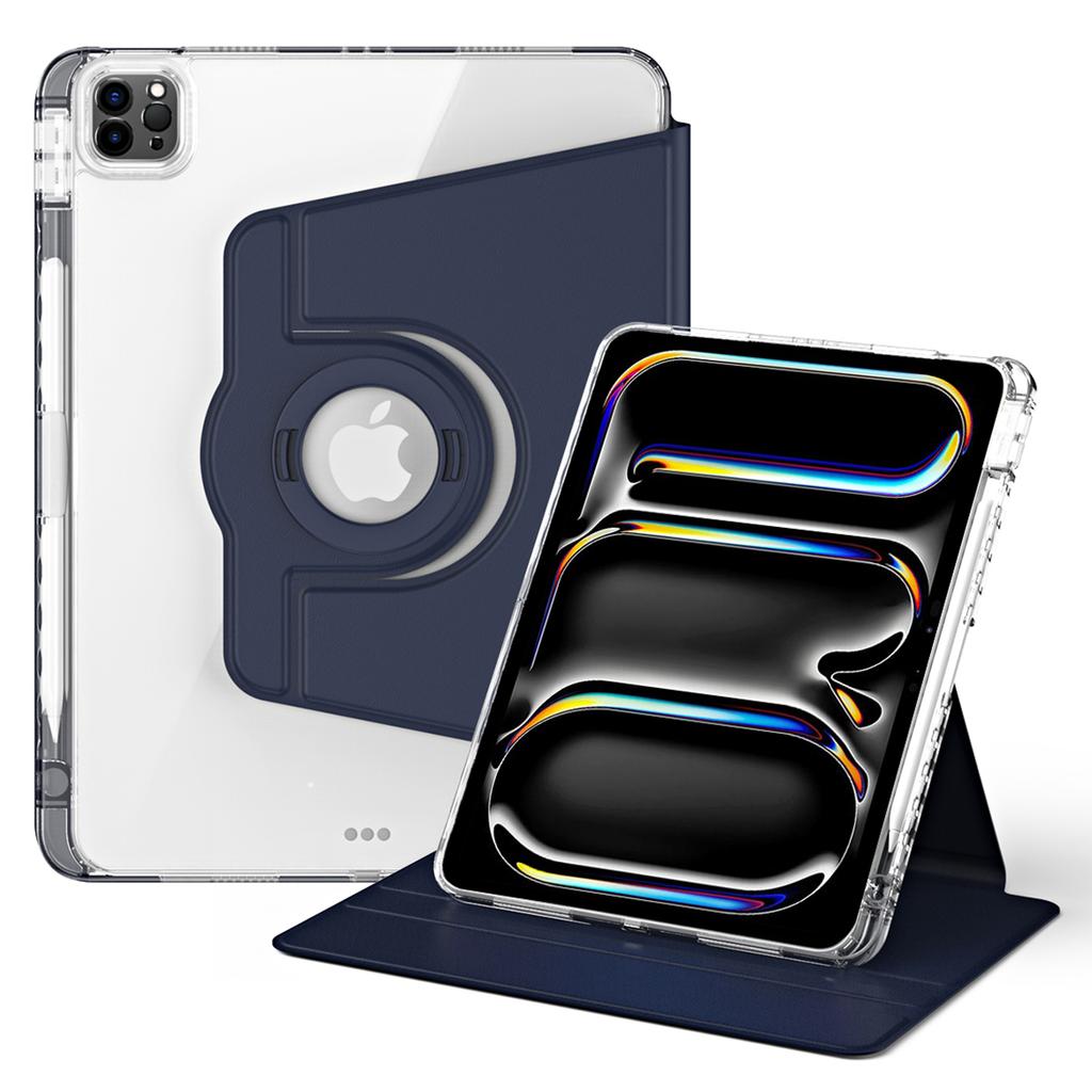 For iPad Pro 13 (2025)/13 (2024) Case Stand Leather+ Clear Acrylic Detachable Tablet Cover