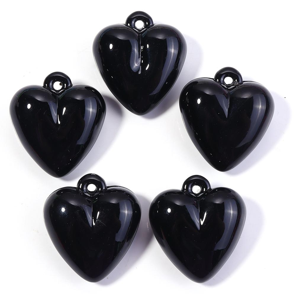 5pcs Heart Acrylic Beads 32X35mm Candy Color Baking Paint Hanging Hole Heart Loose Beads For Jewelry Making DIY Bracelet Pendant