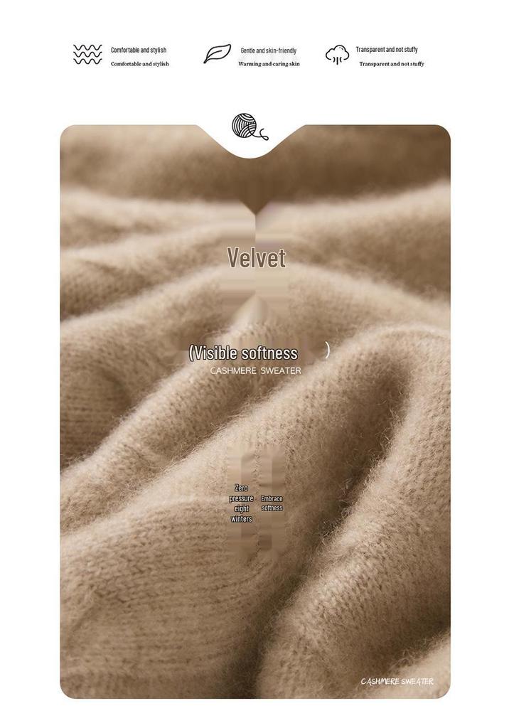 Cashmere Cable Knit Raglan Sweater - Half-High Neck, Loose Fit