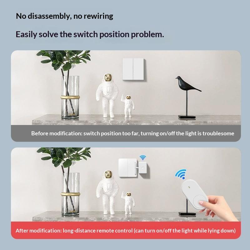 1 stuks Intelligente Type-C Oplaadbare Luie Afstandsbediening Schakelaar Draadloze Bediening Lichtschakelaar Uit Schakelaar Tool Automatische Knop Duwer