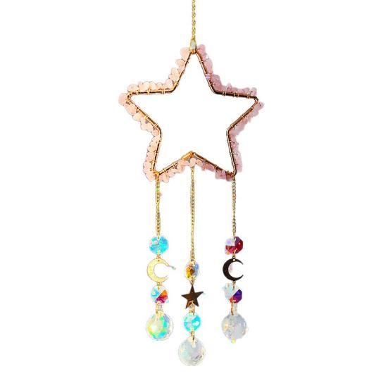 Yousheng Crystals Suncatcher, Hanging Star Sun Catcher with Prisms for Windows, Healing Crystal Wind Chimes Decor for Home, Gift for Christmas