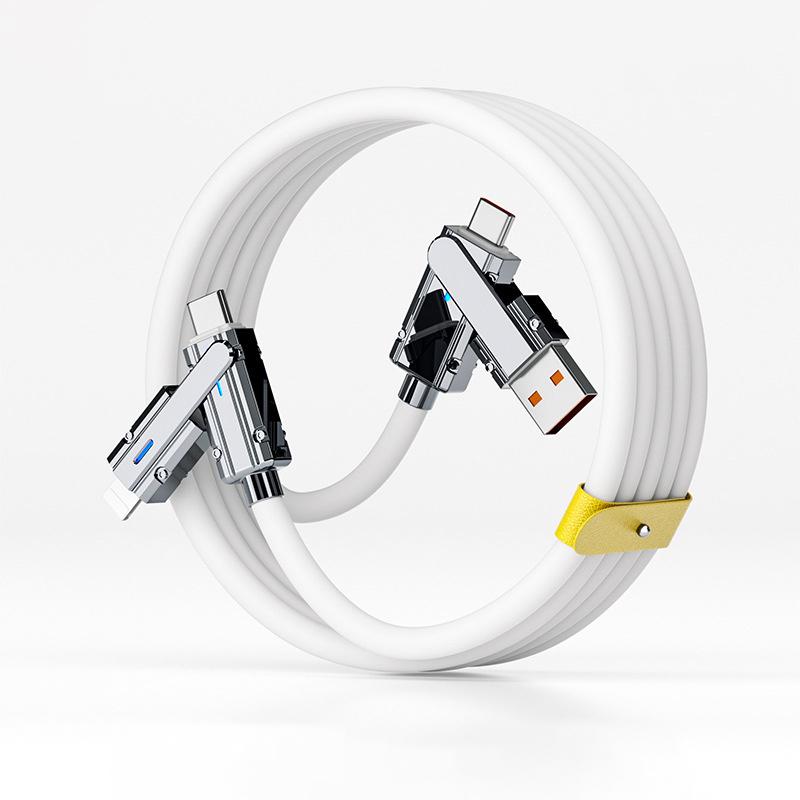 100W 2 In 2 Pd Fast Usb Cable For Huawei/Honor Retractable Portable 4 In 1 Micro Usb Type C Charger Cable For Iphone Samsung