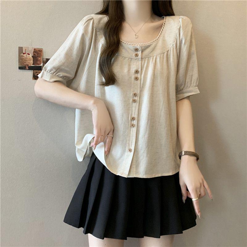 2025 Summer Gentle Fashion Plus Size Lace Short-Sleeve Top for Women