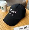 Women's Cute Bow Embroidery Baseball Cap Vintage Washed Distressed Dad Hat for Casual Streetwear and Outdoor Activities