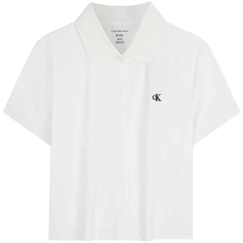 Calvin Klein Trendy Slim Fit Short Sleeve Button Down Polo Shirt Women tops 47G216G XS